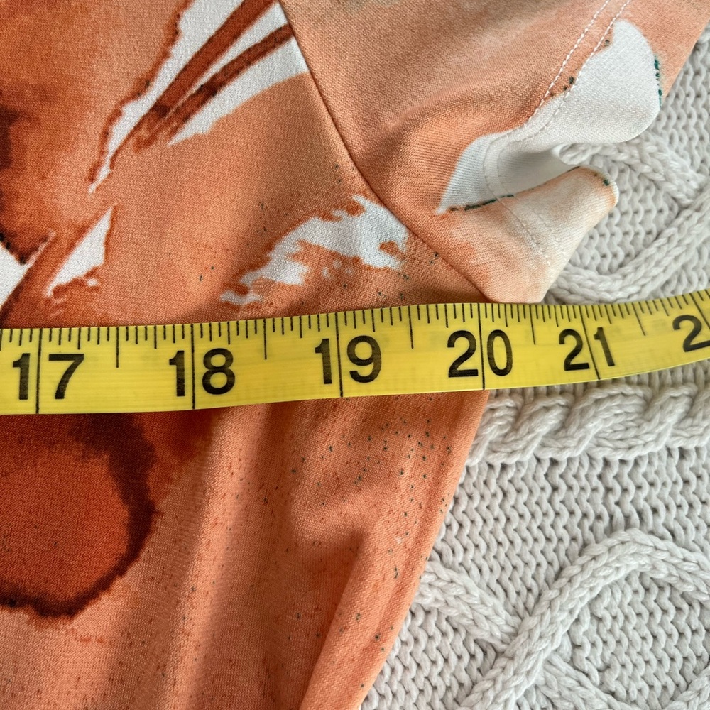 DKNY Women's Floral Wrap Blouse - Peach and Green Size Large - Picture 12 of 13
